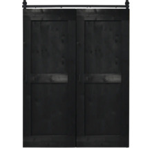 Zwarte houten schuifdeur met beslag