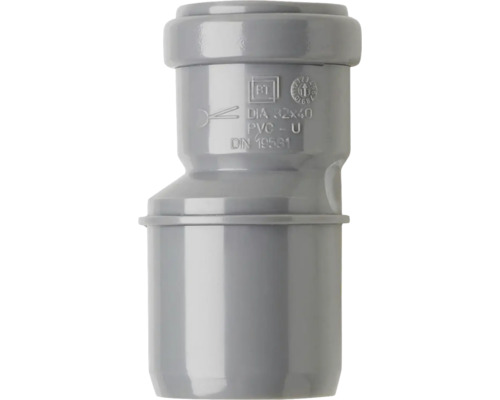 Grijze PVC afvoerpijp met afmetingen 32 x 40 millimeter