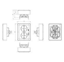 QLINK Inbouw wandcontactdoos 2V RA zwart met USB A/C