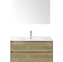 Wastafelcombinatie met spiegel, wastafel en onderkast met twee laden