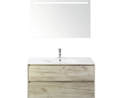 Wastafelcombinatie met spiegel en twee laden