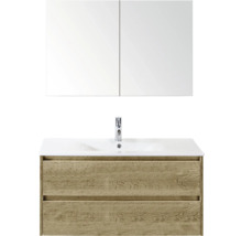 Wastafelcombinatie met spiegelkast en twee laden