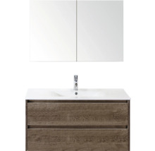 Wastafelmeubel met spiegel, wastafel en twee lades