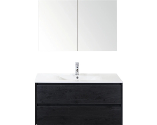 Wastafelcombinatie met spiegelkast, wastafel, kraan en lades