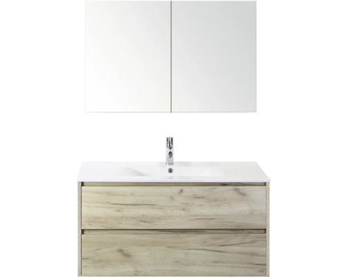 Wastafelmeubel met onderkast, spiegel en kraan