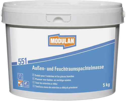 MODULAN 551 Reparatie- en uitvlakspachtel 551 buiten 5 kg Emmer met buiten- en vochtbestendige vulstof, 5 kg