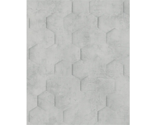 MARBURG Vliesbehang 34160 Loft Superior geometrisch grijs Lichte, zeshoekige wandtegel met betonlook voor interieurs