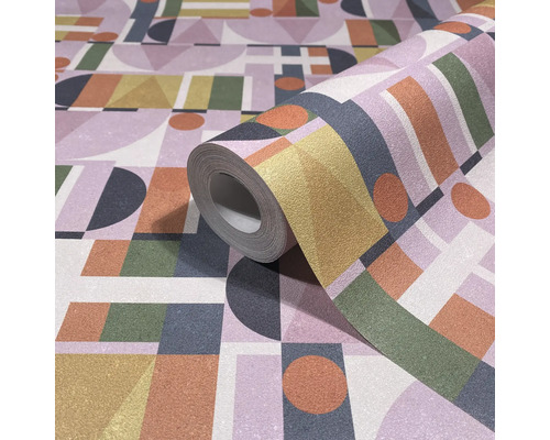 Rol behang met geometrische vormen als patroon