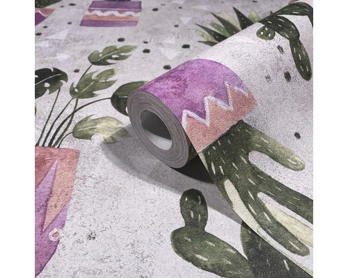 Rol behang met plantmotieven