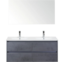 Wastafelmeubel met spiegel, opzetwastafel en armaturen voor de badkamer