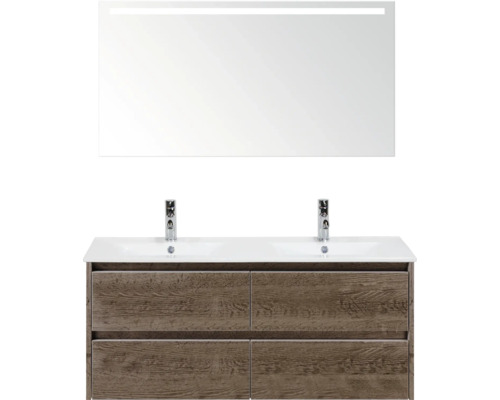 Wastafelmeubel met spiegel en twee wastafels