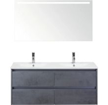 Wastafelmeubel met dubbele wastafel, onderkast en spiegel met verlichting