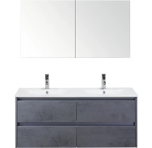 Wastafelmeubel met twee wastafels, onderkast en spiegelkast