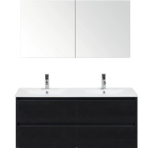 Dubbele wastafel met onderkast en spiegelkast voor de badkamer