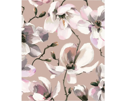 MARBURG Vliesbehang 47465 Flora bloemen bruin Bloemenpatroon met magnolia bloemen