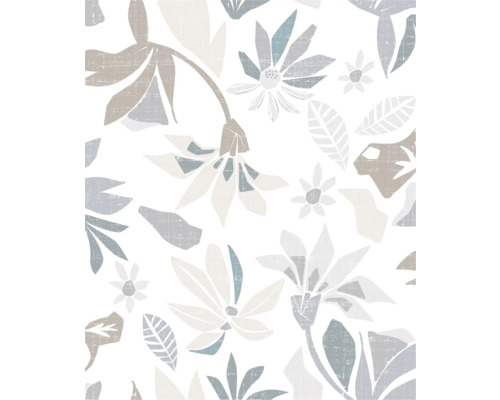 MARBURG Vliesbehang 47468 Flora bloemen wit/grijs Bloemenpatroonpapier met bloemen en bladeren