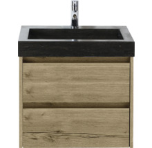 Wastafelonderkast met twee lades, wastafel en kraan