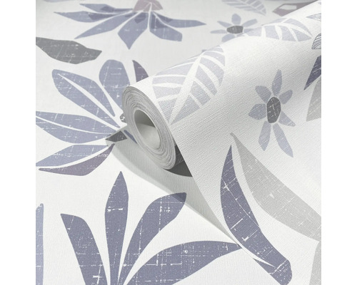 Rol behang met bloem- en bladdessin