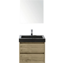 Wastafelmeubel met spiegel, onderkast met twee laden en kraan