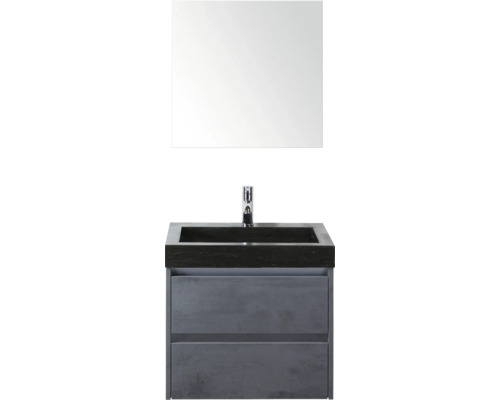 Wastafelmeubel met wastafel, kraan en spiegel