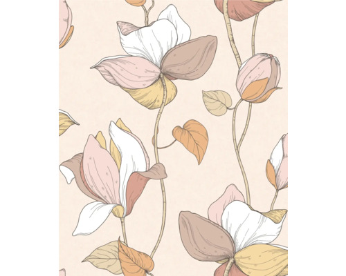 MARBURG Vliesbehang 47471 Flora bloemen beige Bloembehang met magnoliapatroon