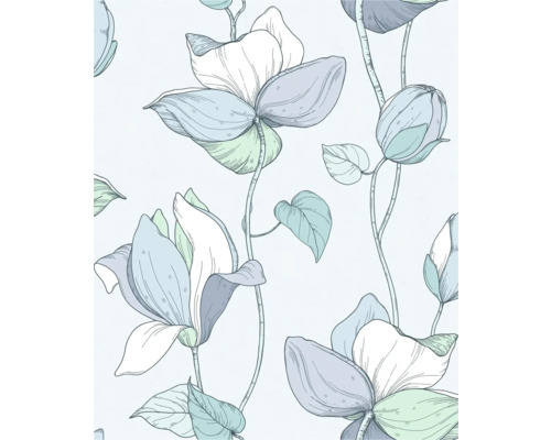 MARBURG Vliesbehang 47473 Flora bloemen blauw Bloemenbehang met magnolia bloesemmotief