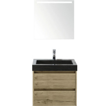 Wastafelmeubel met wastafel, kraan en spiegel