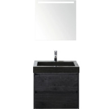 Wastafelmeubel met onderkast en spiegel met verlichting voor de badkamer