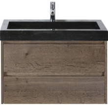 Wastafelonderkast met twee laden, wastafel en kraan