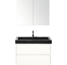 Wastafelcombinatie met wastafel, kraan en spiegelkast voor de badkamer