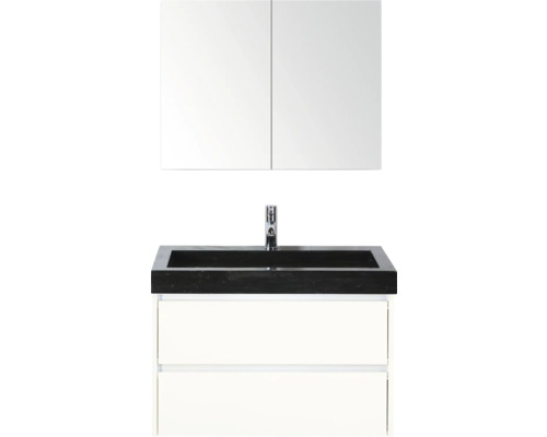 Wastafelcombinatie met wastafel, kraan en spiegelkast voor de badkamer