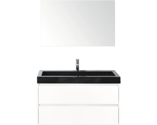 Wastafelmeubel met spiegel, kraan en lades