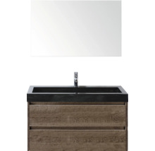 Wastafelcombinatie met spiegel, wastafel, kraan en onderkast