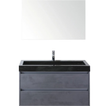 Wastafelcombinatie met spiegel en kraan in de badkamer