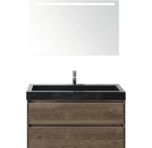 Wastafelcombinatie met wastafel, onderkast met laden en spiegel met verlichting