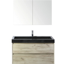 Wastafelcombinatie met spiegelkast, wastafel, armatuur en onderkast voor de badkamer