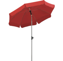 Rode parasol met middenstandaard voor buiten