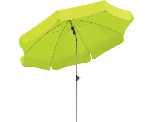 Gele parasol met metalen standaard voor buiten