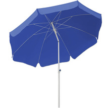 Blauwe parasol met wit frame