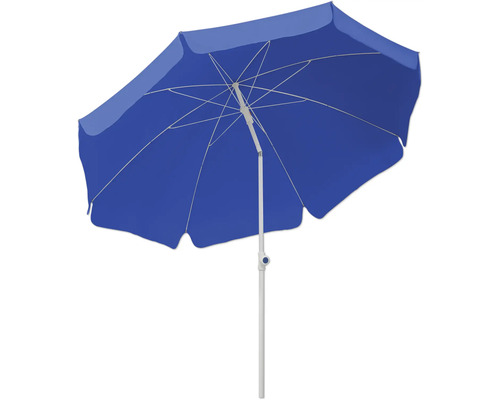 Blauwe parasol met wit frame