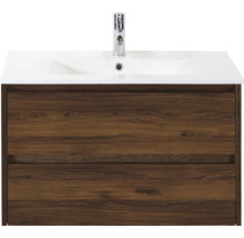 Wastafelonderkast met twee laden, wastafel en kraan