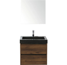 Wastafelmeubel met spiegel, kraan, onderkast en twee laden voor de badkamer