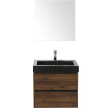 Wastafelmeubel met spiegel, kraan, onderkast en twee lades voor badkamer