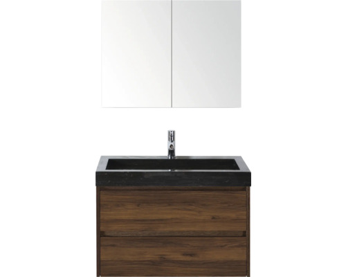 Wastafelcombinatie met spiegelkast, wastafel, kraan en onderkast