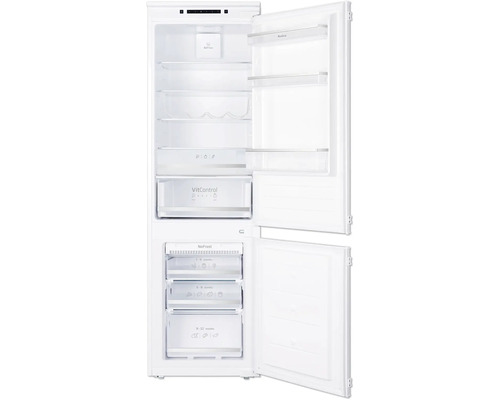 Geopende witte koelkast met meerdere compartimenten