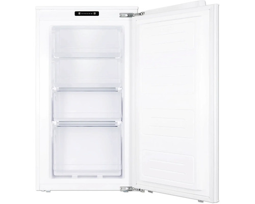 Vriezer met open deur en vrieslades