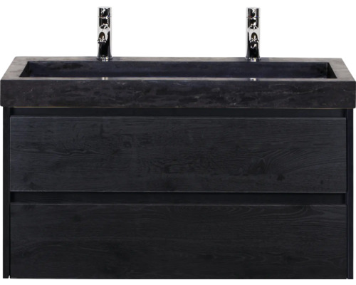 Wastafelonderkast met twee laden en ingebouwde wastafel