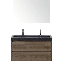 Wastafelcombinatie met spiegel, wastafel en tweehendelmengkraan voor de badkamer