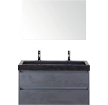 Wastafelmeubel met twee lades, opzetwastafel en spiegel voor de badkamer