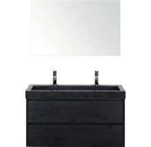 Wastafelcombinatie met spiegel, onderkast, wastafel en kranen